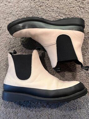 Rollie Nation Fields Off-White Leather Chelsea Boots Black Sole Punk Goth  EU 40